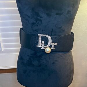 Elegant Black Belt with Crystal Embellishment